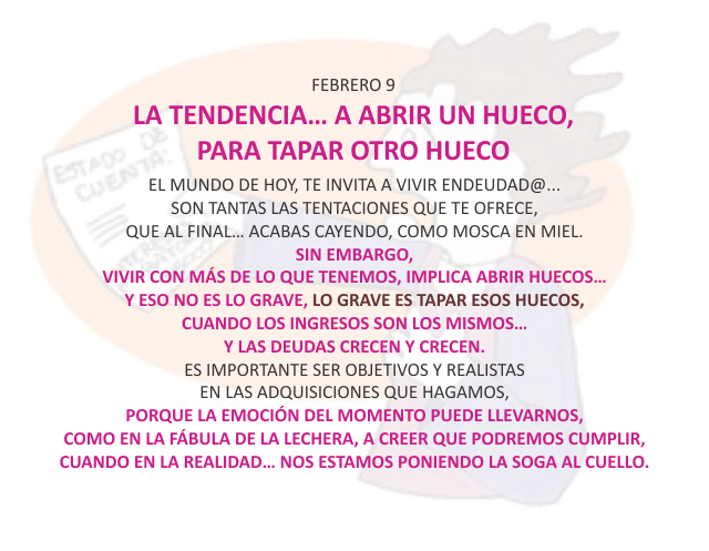 La tendencia...a abrir un hueco,para tapar otro hueco
